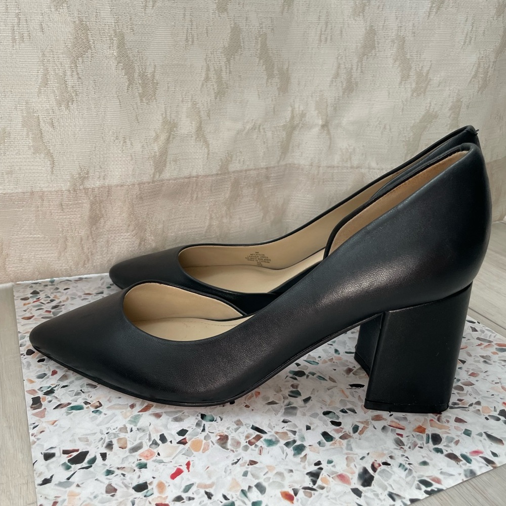 Marc Fisher D'Orsay Black Pointed Toe Block Heels - Picture 3 of 9